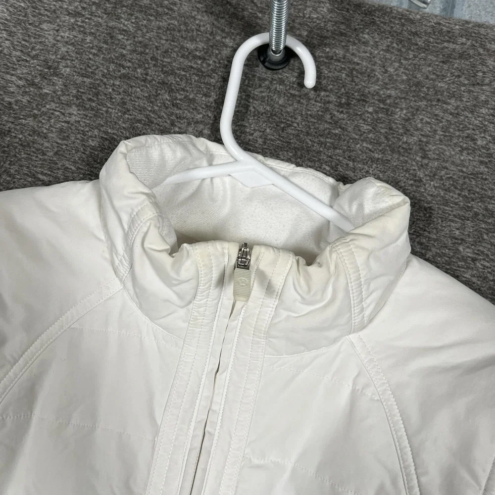 Lululemon Jacket‎ Womens 8 White Quilted Insulated Full Zip ANOTHER MILE Pockets